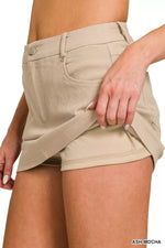 Zenana Cotton Twill Lined Mini Skirts