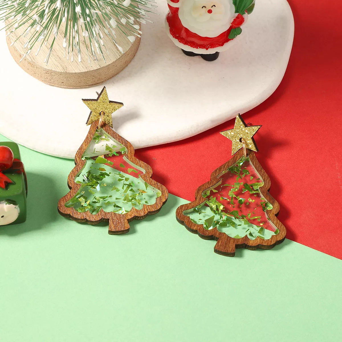 Christmas Tree Star Earrings