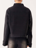Button Down Cropped Oversized Denim Jacket
