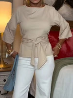 Full Size Tied 3/4 Sleeve Top Plus Size