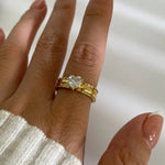 18K Gold-Plated Heart Zircon Ring - Ladyez
