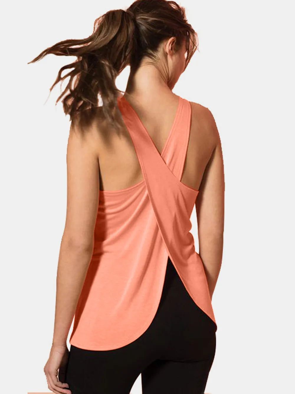 Crisscross Scoop Neck Active Tank - Ladyez