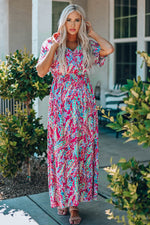 Multicolored V-Neck Maxi Dress - Ladyez