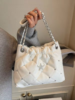 Quilted Rhinestone Star Decor Shoulder Bag
