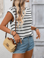 Striped Knit Round Neck Sweater Vest