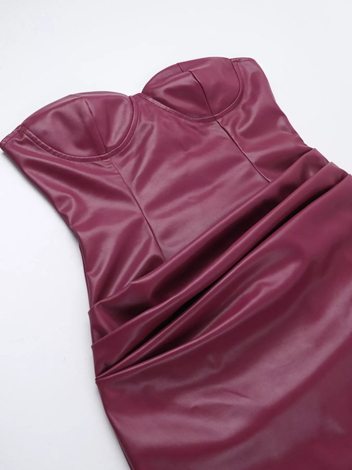 Sleeveless Faux Leather Bodycon Maxi Dress with Back Lace Up