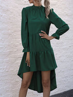 High-Low Flounce Sleeve Dress