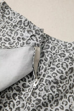 Leopard Print Elastic Waist Denim Shorts
