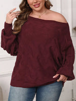 Plus Size Off-Shoulder Long Sleeve Sweater