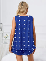 Heart Scoop Neck Tank and Shorts Lounge Set - Ladyez