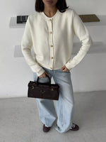 Button Up Texture Knit Cardigan