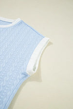 Contrast Trim Textured Crewneck Tee and Pocketed Skirt Set