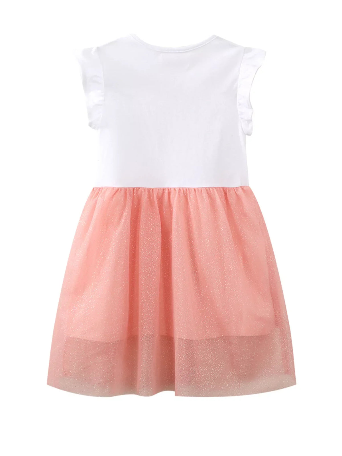 Children's Star Sequin Tulle Ruffled Sleeveless Dress