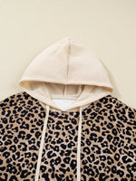 Leopard Print Long Sleeve Hoodie with Pocket