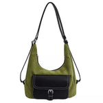 Suede Leather Convertible Backpack Bag with Front Pocket