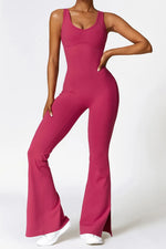 Basic Bae Sleeveless Bootcut Slit Active Jumpsuit - Ladyez