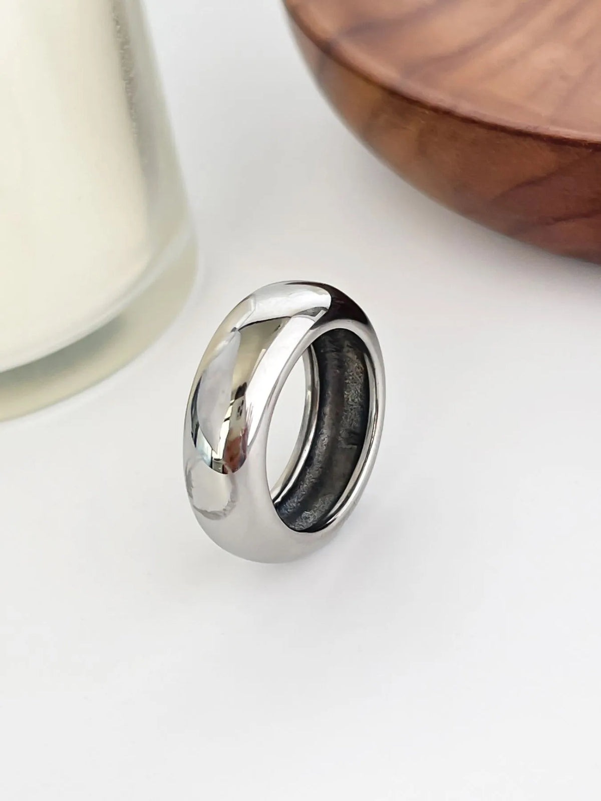 2-Piece 18K Gold-Plated Stainless Dome Band Rings - Ladyez