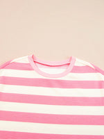 Stripe Cap Sleeve Pocketed Shift Dress