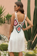 Geometric V-Neck Spaghetti Strap Cover Up Dress - Ladyez