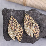 PU Leather Leopard Leaf Earrings