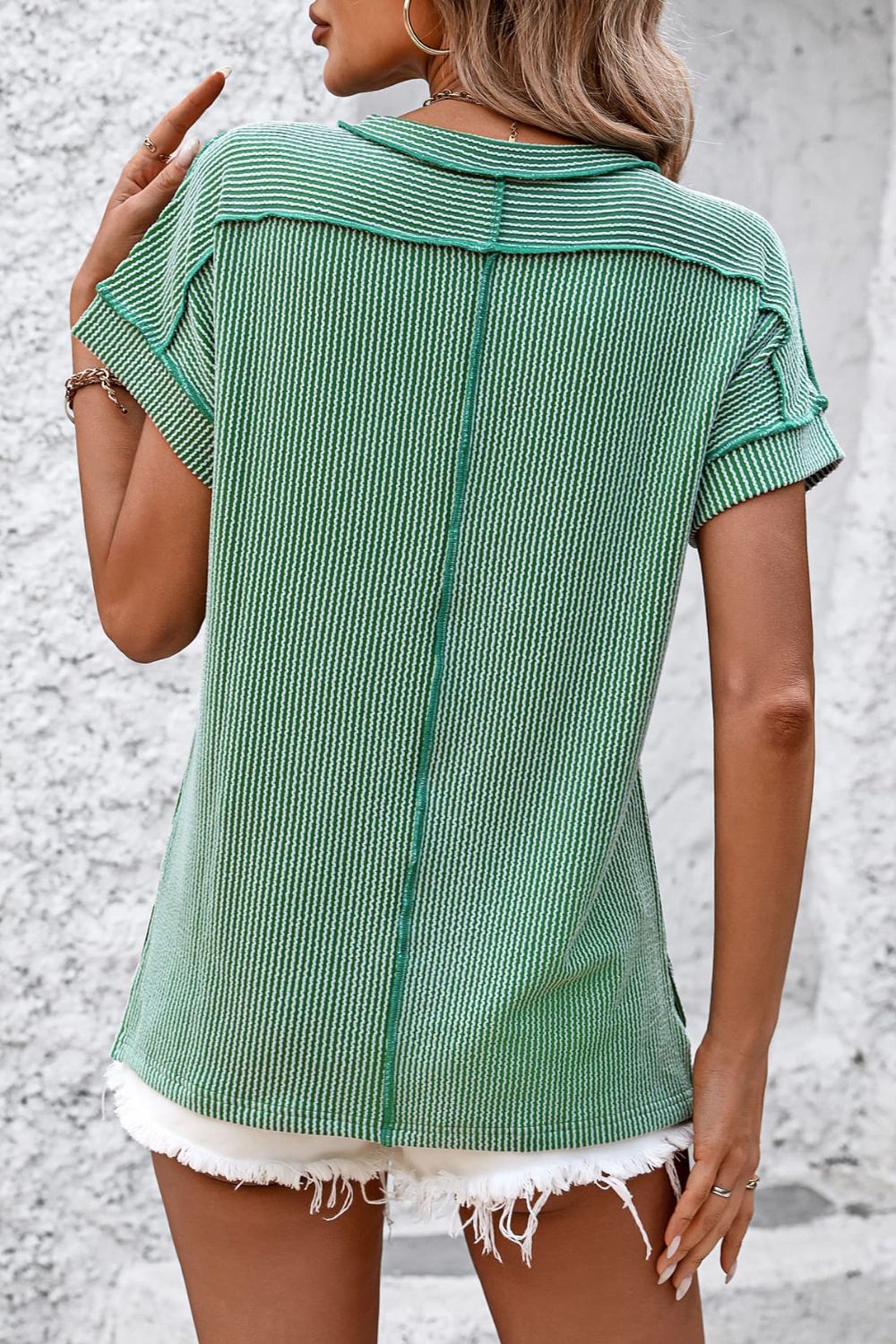 Mandy Striped Round Neck Short Sleeve T-Shirt - Ladyez