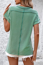 Mandy Striped Round Neck Short Sleeve T-Shirt - Ladyez