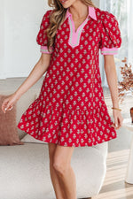 Floral Print Ruffle Hem Mini Dress