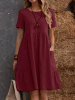 Full Size Casual Loose Fit Tiered Ruffle Hem Dress Plus Size