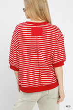 Umgee Striped Short Sleeve Pullover Top