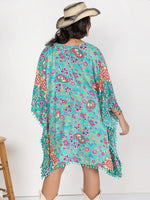 Plus Size Printed Open Front Cover-Up - Ladyez
