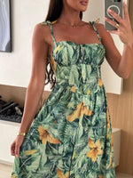 Printed Tie-Strap Midi Dress