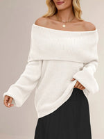 Fold-Over Collar Long Sleeve Sweater