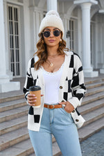 Angel Wings Button-Up V-Neck Dropped Shoulder Cardigan
