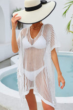 Angel Wings Fringe Trim Openwork Cover Up - Ladyez