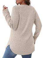 Ribbed Knit Long Sleeve T-Shirt