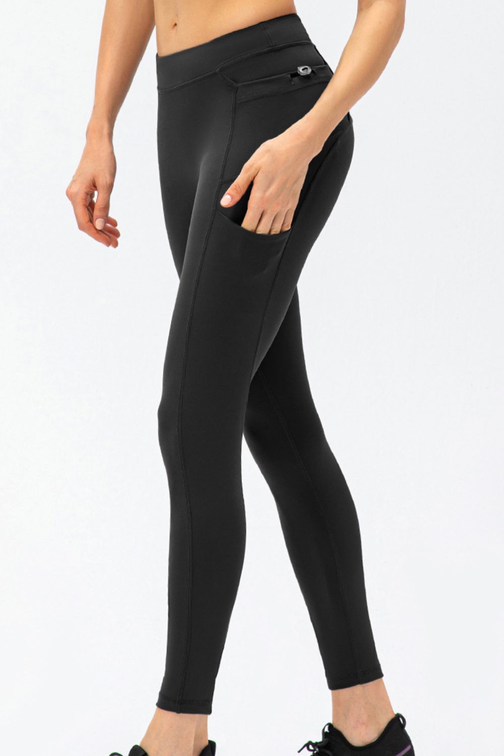 Full Size Slim Fit High Waist Long Sports Pants with Pockets - Ladyez