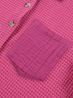 Gauze Waffle Button Down Short Sleeve Shirt