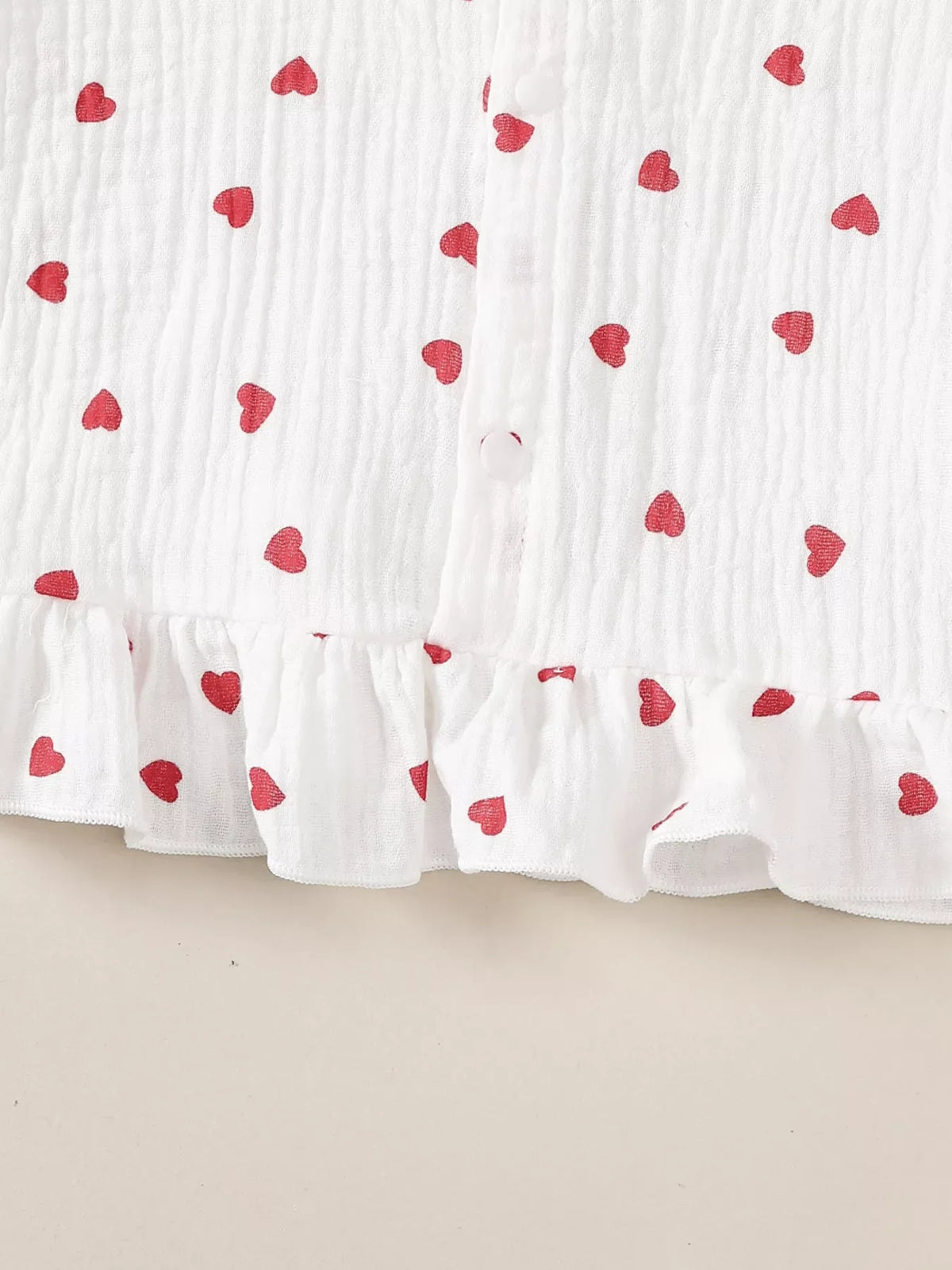 Children's Heart Print Top and Flare Pants with Headband