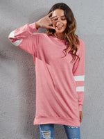 Full Size Striped Round Neck Long Sleeve T-Shirt - Ladyez