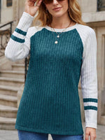 Ribbed Raglan Sleeve T-Shirt