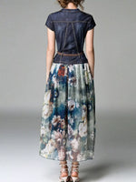 Full Size Patchwork Floral Print Chiffon Dress Plus Size
