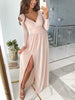 Slit Surplice Cold Shoulder Maxi Dress