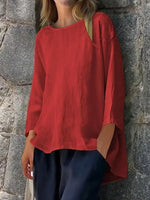 Full Size Round Neck Relaxed Fit Blouse Plus Size