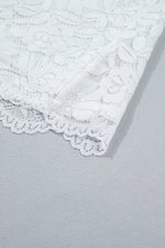 Ruffled Round Neck Long Flounce Sleeve Sheer Lace Blouse