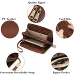 Vintage Style Double Zipper Leather Wallet
