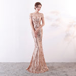 Off the Shoulder Gown Long Fish Tail Sequined Evening Dress Slim Fit Slimming Dress