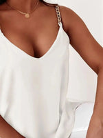 Chain Strap V-Neck Tank Top - Ladyez
