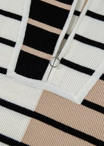 Striped Half Zip Sweater Vest
