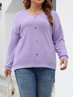 Plus Size V-Neck Dropped Shoulder Blouse