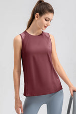 Round Neck Wide strap Active Tank - Ladyez